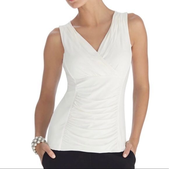 White House Black Market Tops - NWT WHBM Sleeveless Shirred Surplus Top Ivory